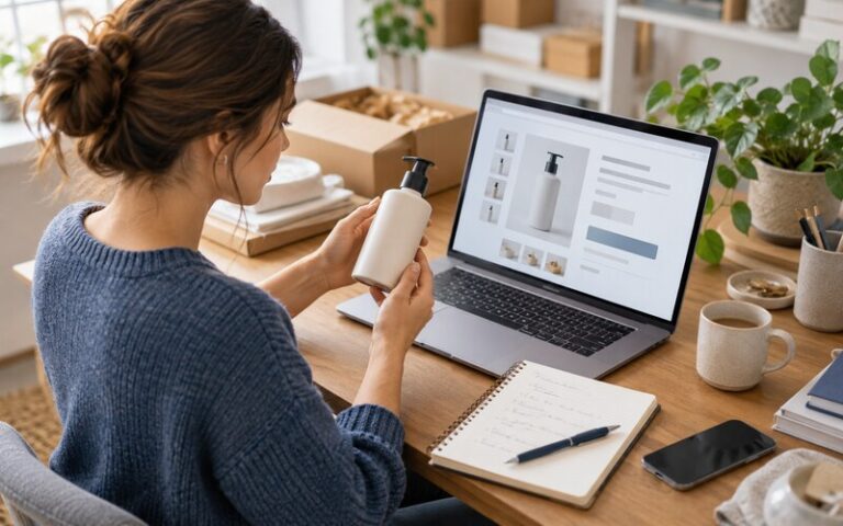 E-ticaret ürün açıklaması hazırlayan işletme çalışanı