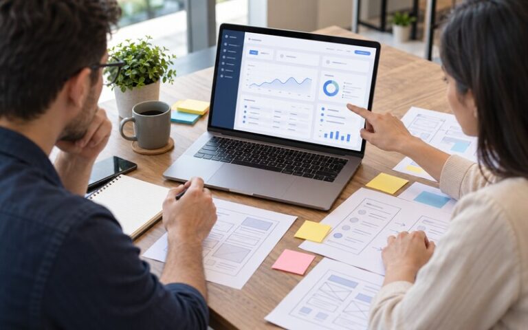 Web yazılımı yönetim panelini planlayan ekip
