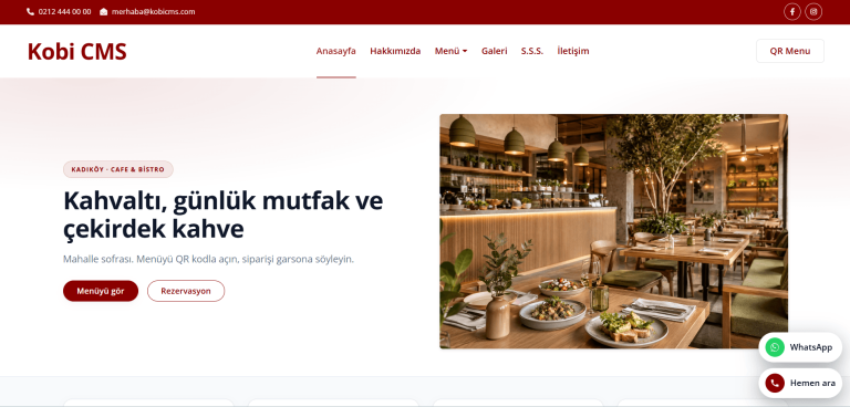 Kobi CMS QR Menu